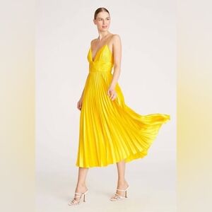 Amur Gorgeous Viv Mitered Pleated Yellow Dress,NWT